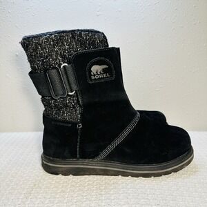 Sorel Rylee‎ Black Suede Women's Waterproof Winter Boots - Fleece Lining- Size 7